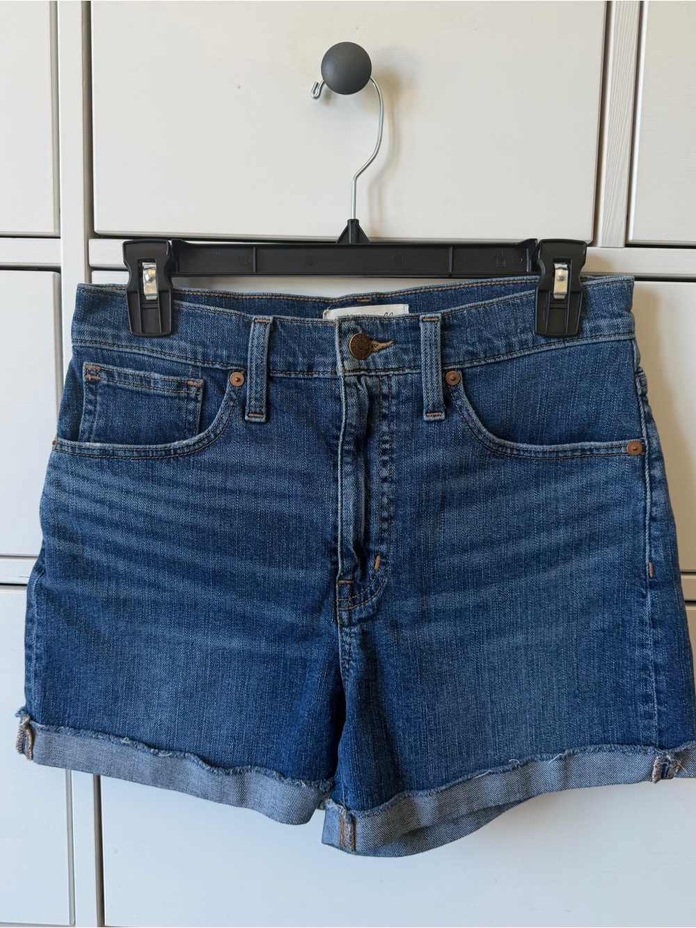 Madewell Cheriton High Waist Denim Roll-Cuff Shorts - Blue